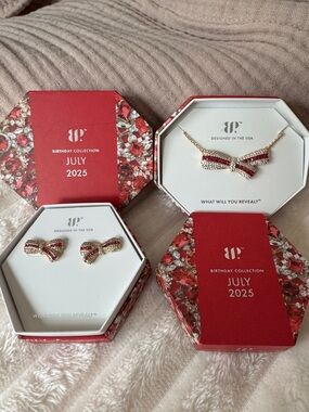 Bomb Party July 2025 Birthday Collection Necklace Earring Set Bow